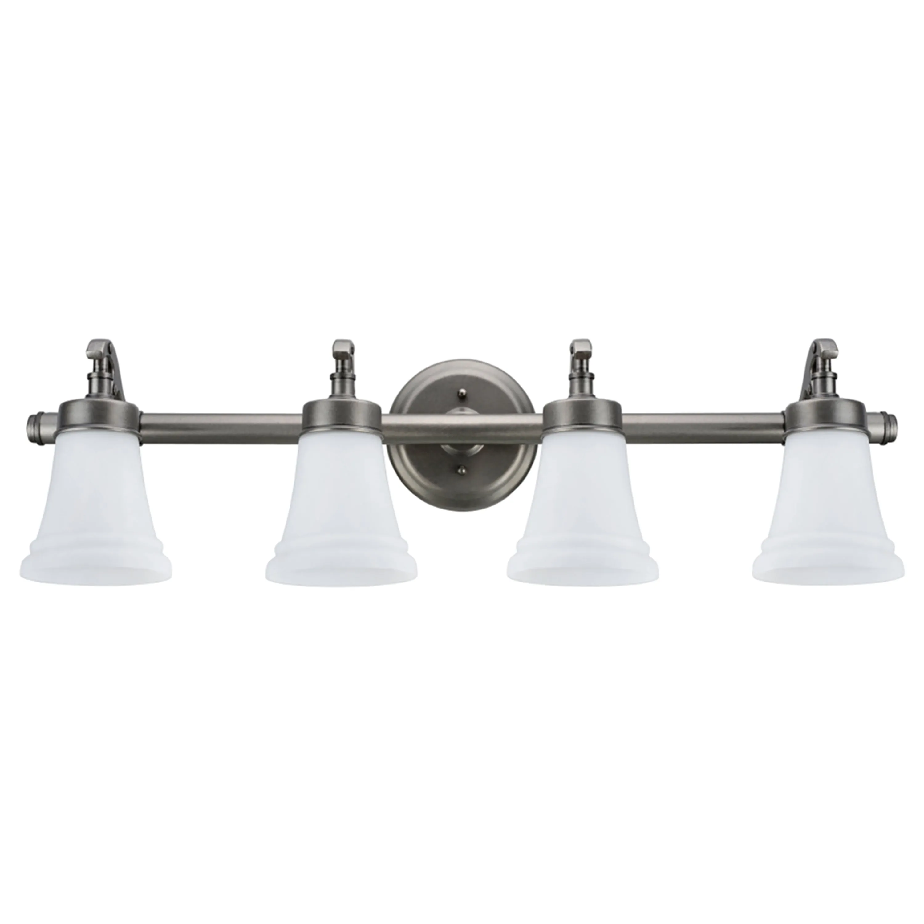 # 62067 Four-Light Metal Bathroom Vanity Wall Light Fixture, 30 1/2" Wide, Transitional Design, Rustic Pewter with White Opal Glass