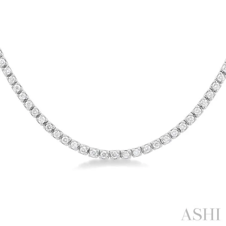 1 ctw Round Cut Diamond Halfway Tennis Necklace in 10K White Gold