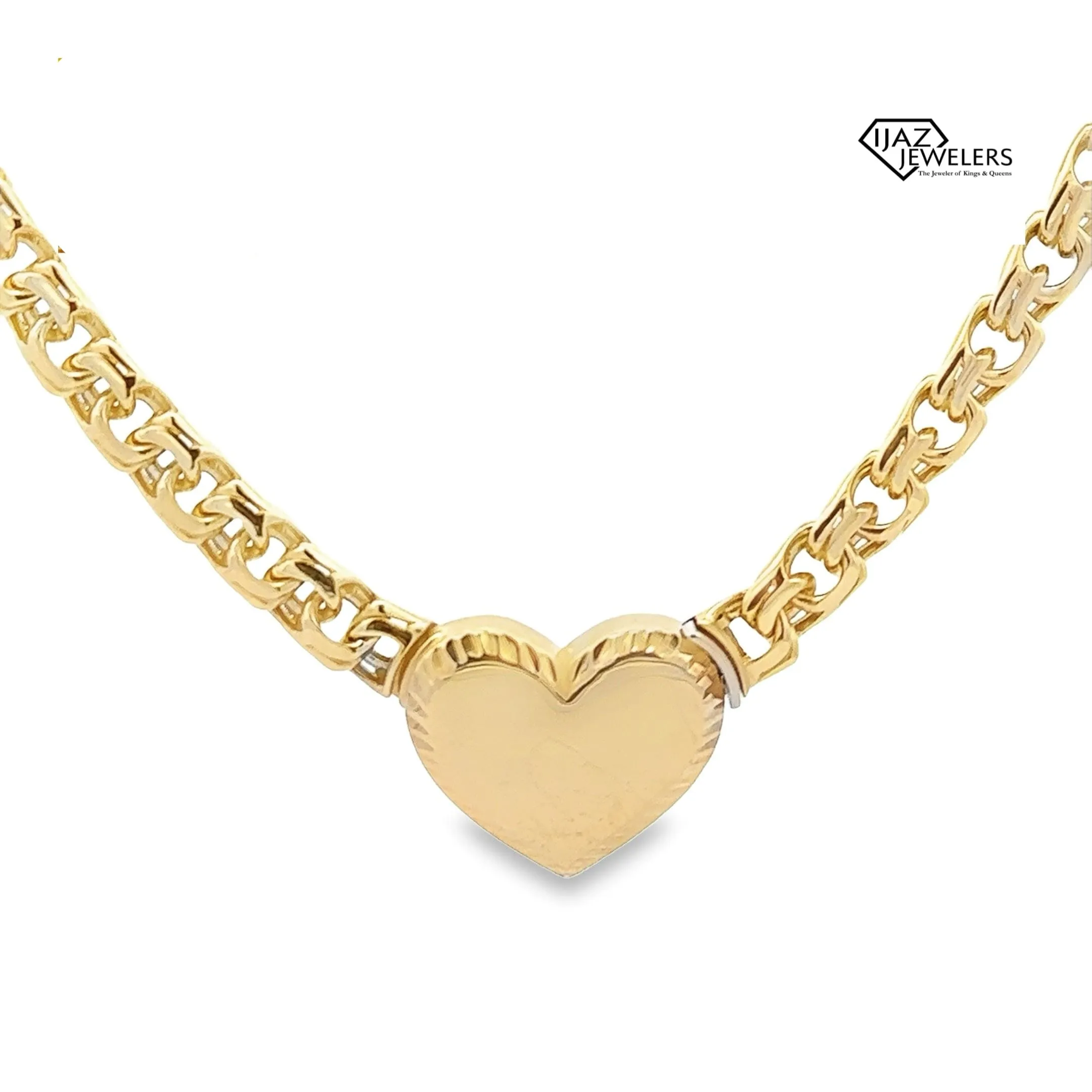 10K Gold Chino Link Diamond Cut Heart Lock Chain