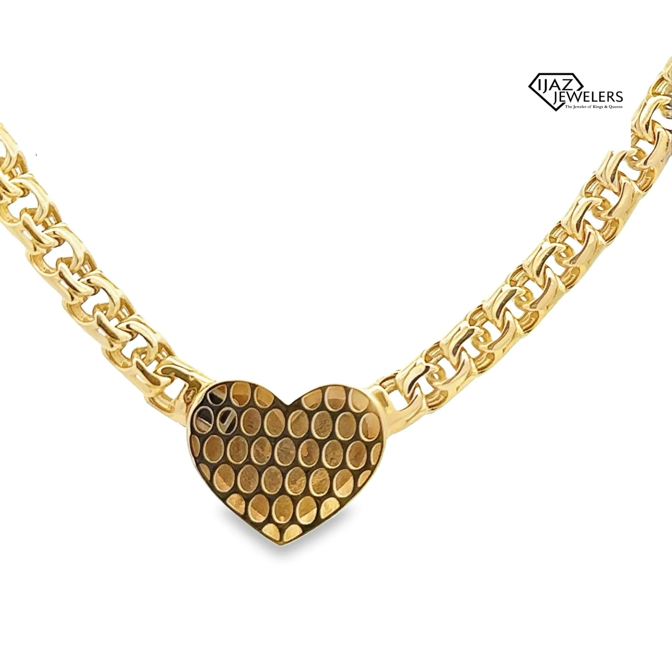 10K Gold Chino Link Diamond Cut Heart Lock Chain