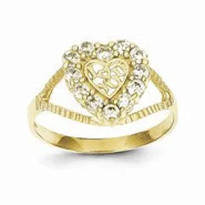 10k Yellow Gold CZ I Love You Heart Ring