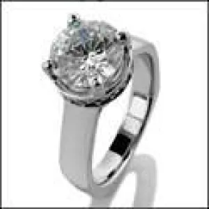 1.25 Round Cubic Zirconia Center 4 Prongs Euro Shank Engagement Ring 14k White Gold