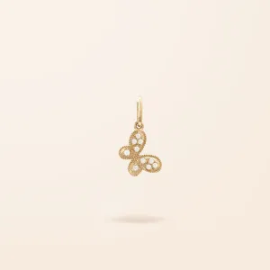 14K Gold Mini Diamond Butterfly Charm