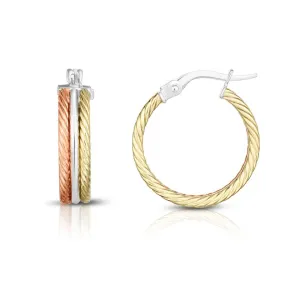 14K Gold Triple Row Hoop Earrings