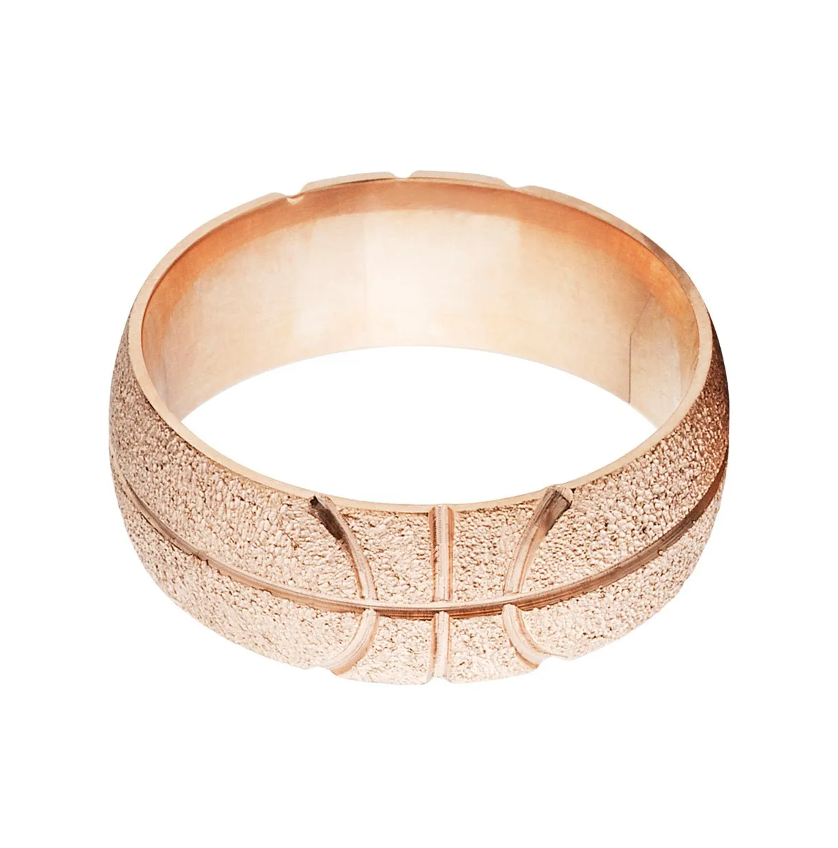 14k Rose Gold Basketball Ring - Men's Wedding Bands