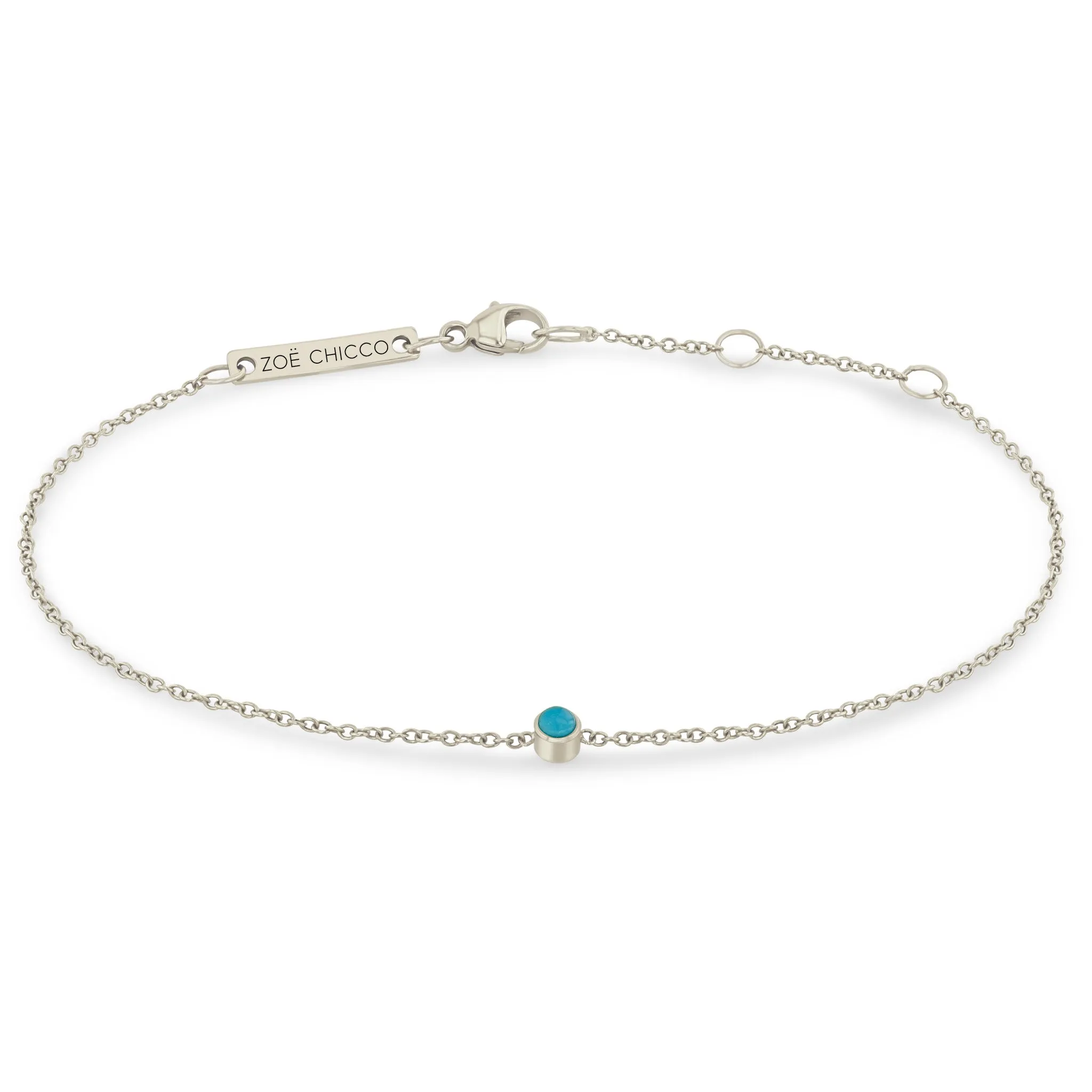 14k Single Turquoise Bezel Bracelet | December Birthstone