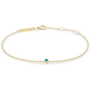 14k Single Turquoise Bezel Bracelet | December Birthstone