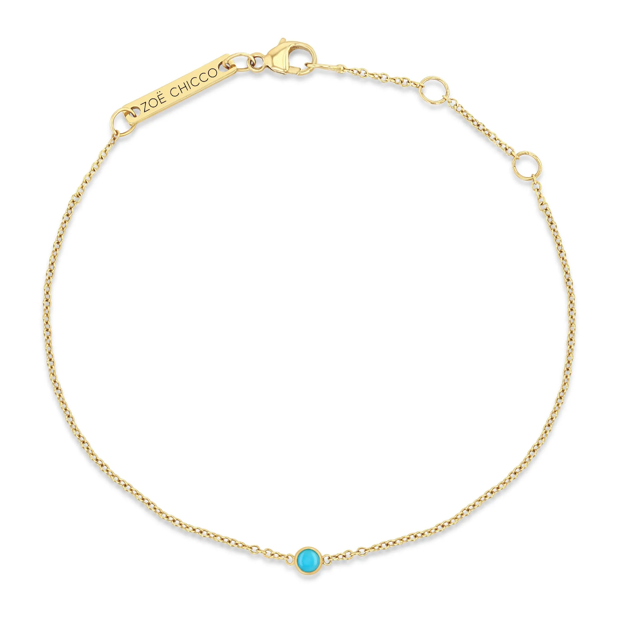 14k Single Turquoise Bezel Bracelet | December Birthstone