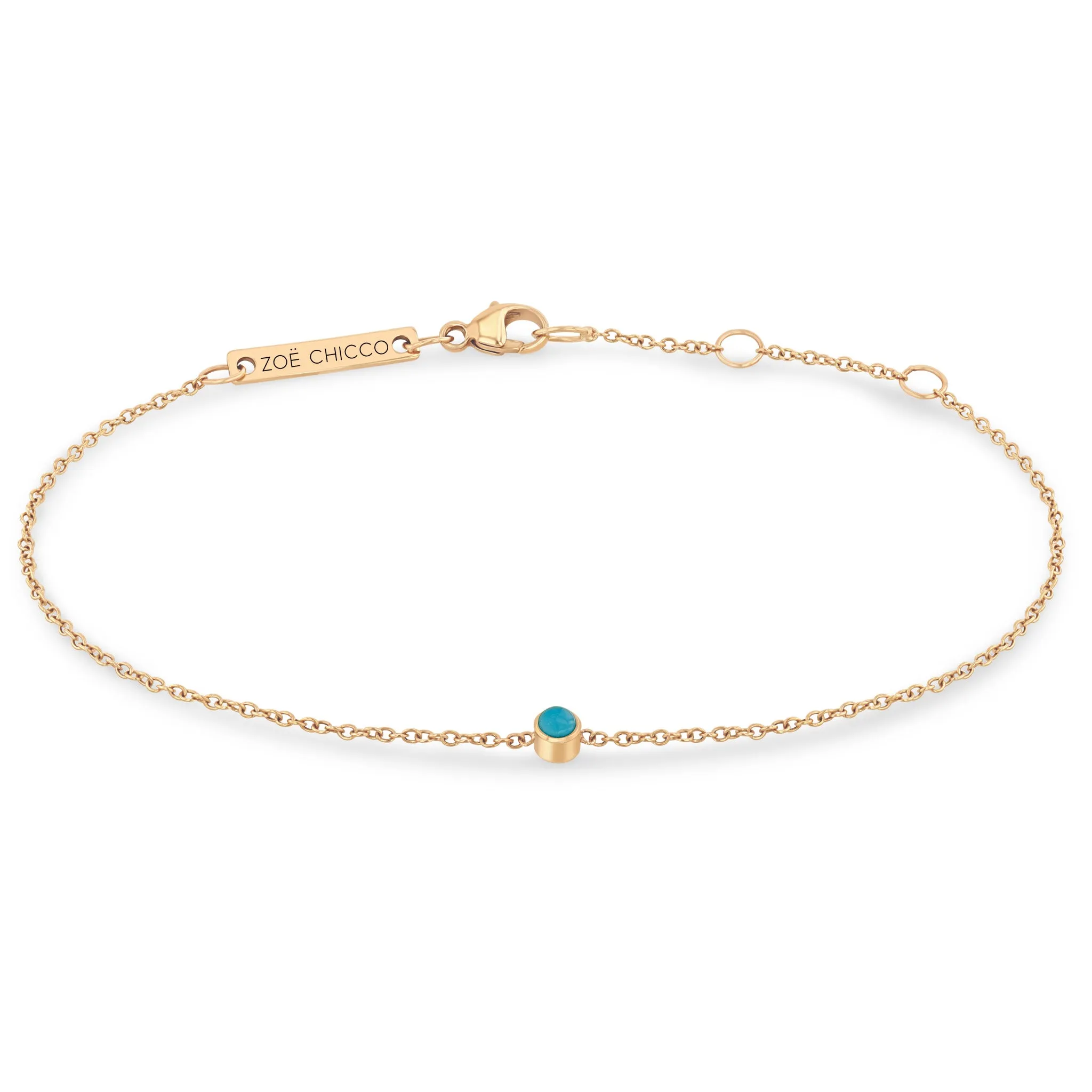 14k Single Turquoise Bezel Bracelet | December Birthstone