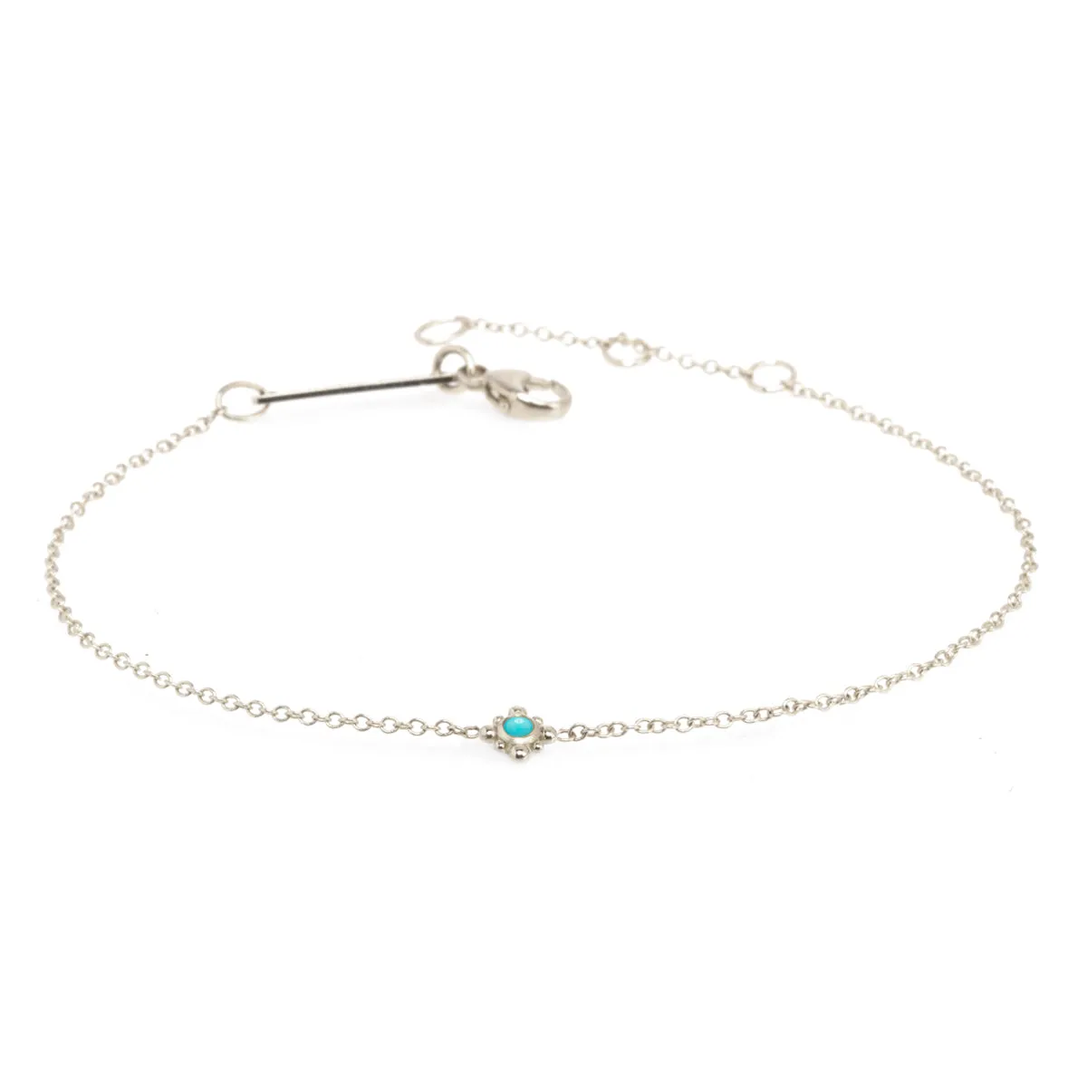 14k Tiny Bead Turquoise Starburst Bracelet