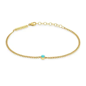 14k Turquoise Bezel Extra Small Curb Chain Bracelet