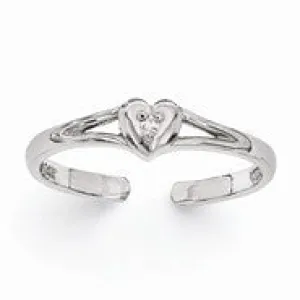 14k White Gold Diamond Heart Toe Ring