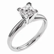 14k White Gold Moissanite 6mm Square Solitaire Ring