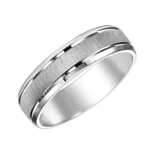 14k White Gold Satin Finished Women’s Wedding Band with Polished Beveled Edges - 4mm - 8mm