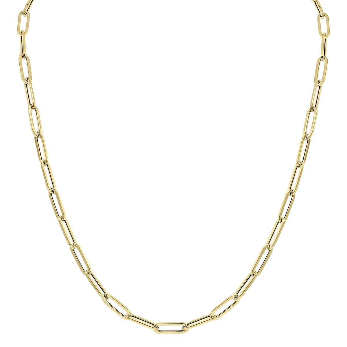 14K Yellow Gold 4.2MM Lite Paperclip Chain With Lobster Clasp - 18 Inch