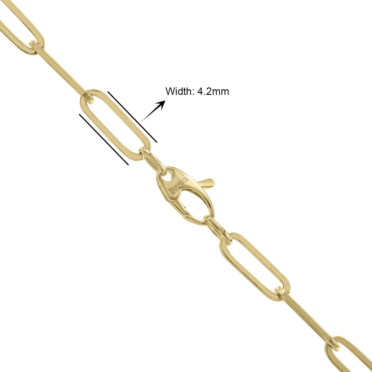 14K Yellow Gold 4.2MM Lite Paperclip Chain With Lobster Clasp - 18 Inch