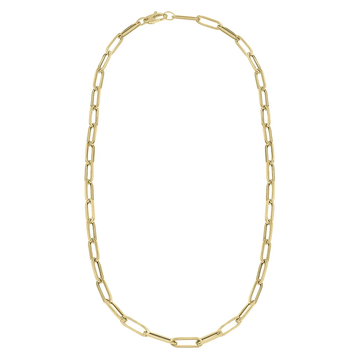 14K Yellow Gold 4.2MM Lite Paperclip Chain With Lobster Clasp - 18 Inch