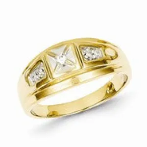 14k Yellow Gold & Rhodium Diamond Mens Ring