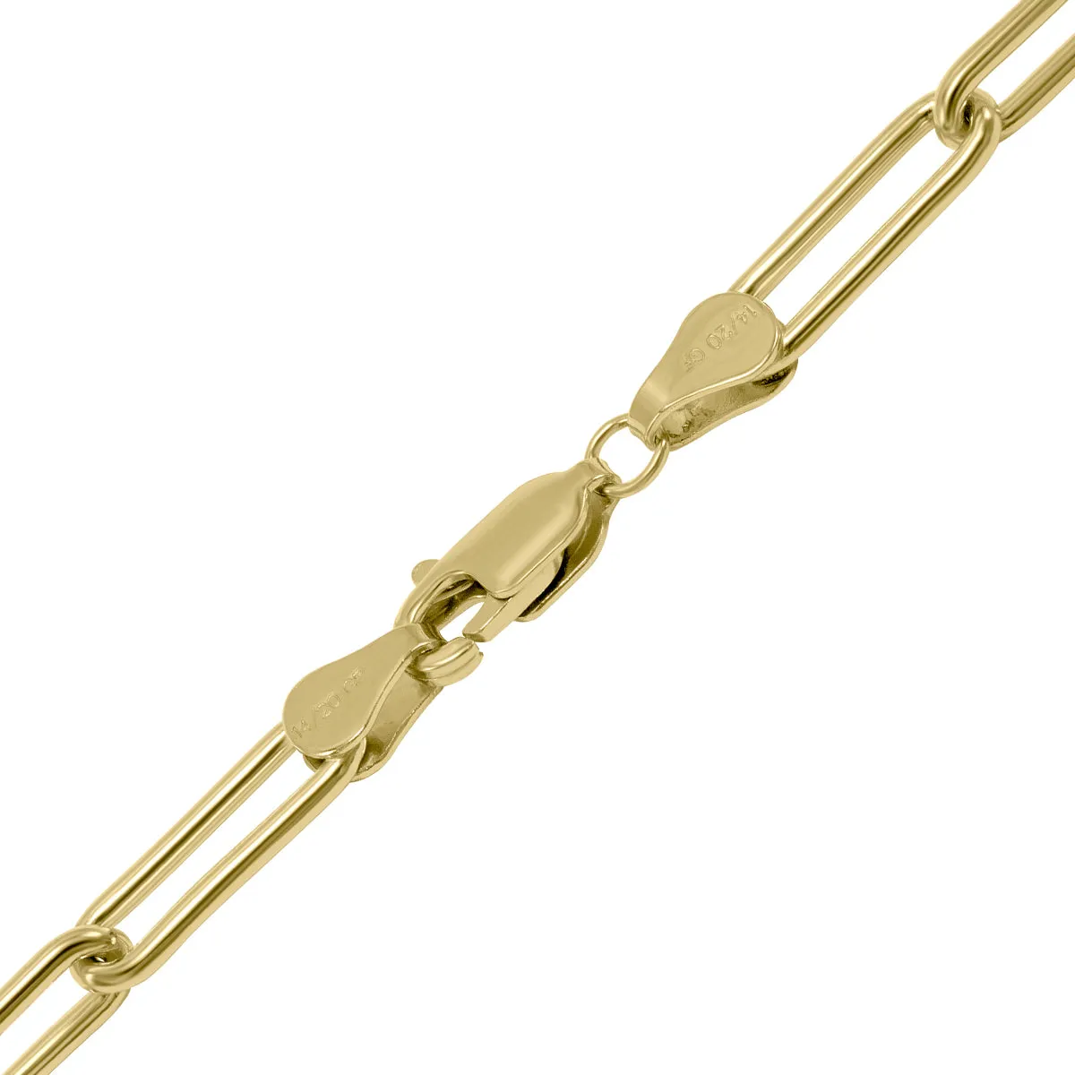 14K Yellow Gold Filled 4Mm Paperclip Chain With Lobster Clasp - 20 Inch