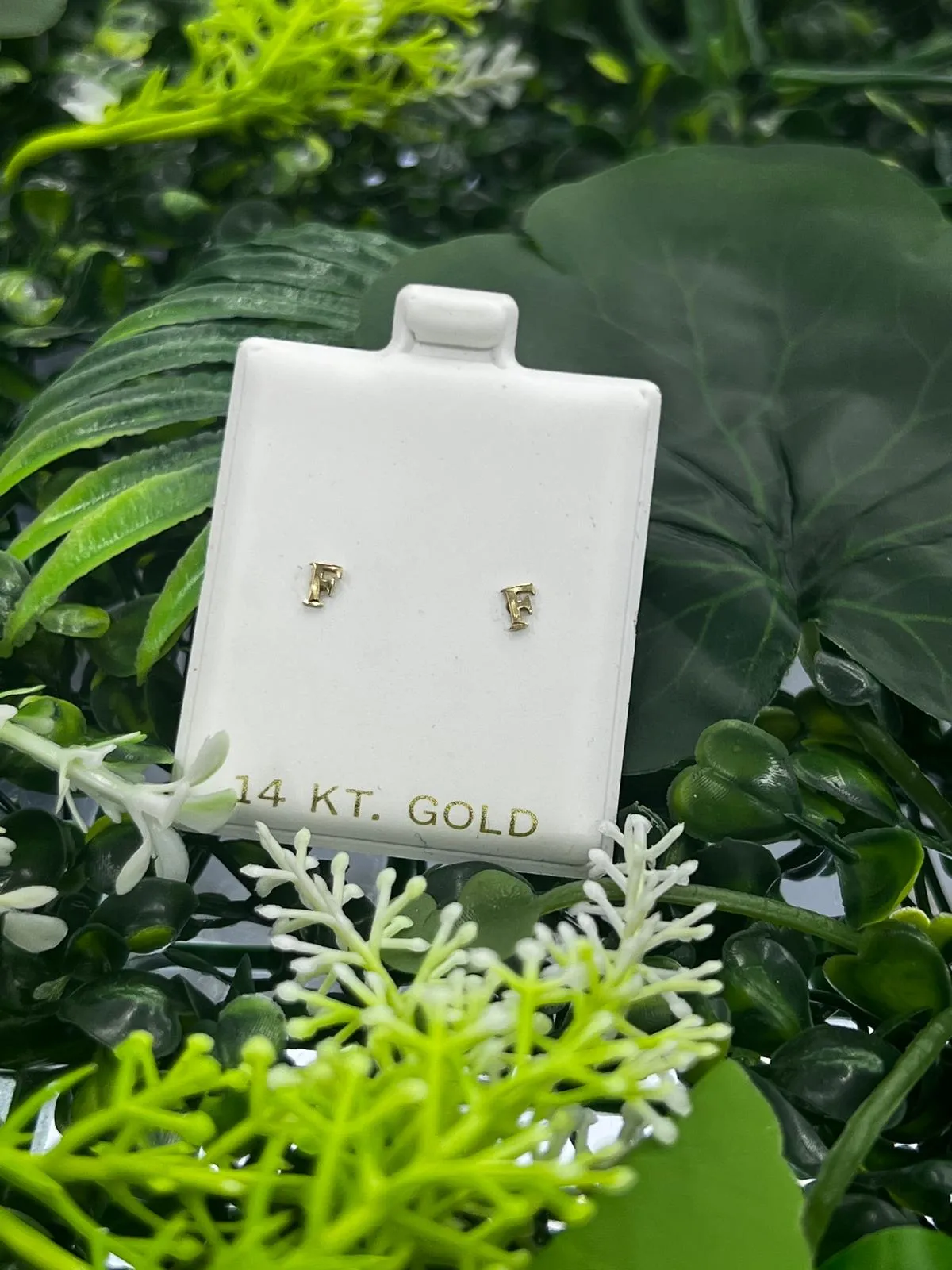 14K Yellow Gold Letter F Nose Stud Earrings Womens Gifts Jewelry Girls Kids