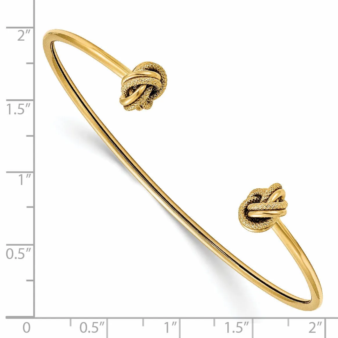 14k Yellow Gold Love Knot Flexible Cuff Bangle