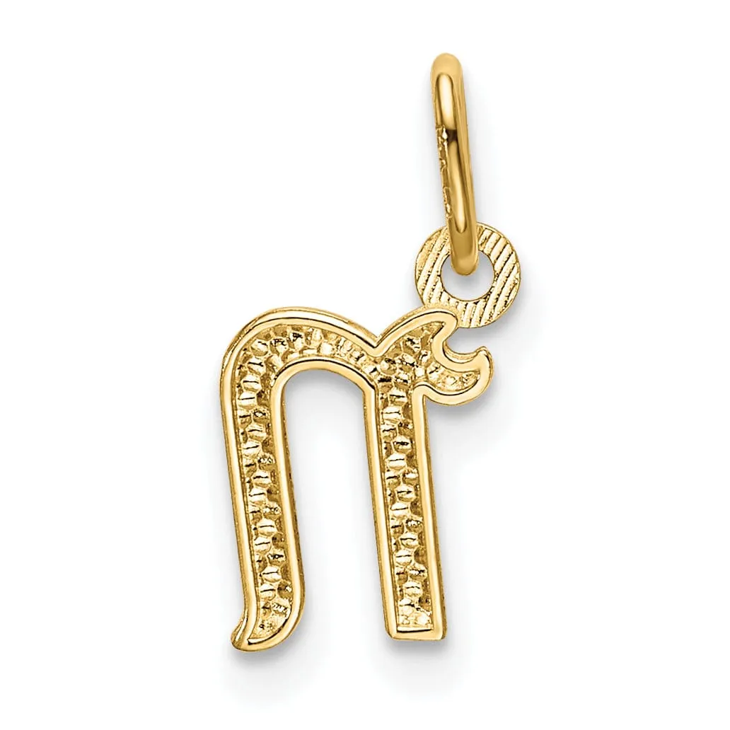 14K Yellow Gold Lower Case Script Letter N Initial Pendant