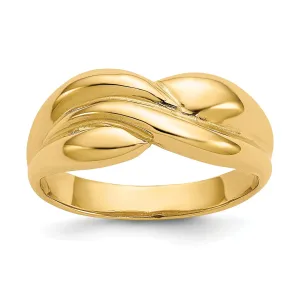 14k Yellow Gold Polished Twisted Dome Ring