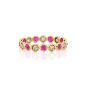 18K Gold Ruby Diamond Eternity Band