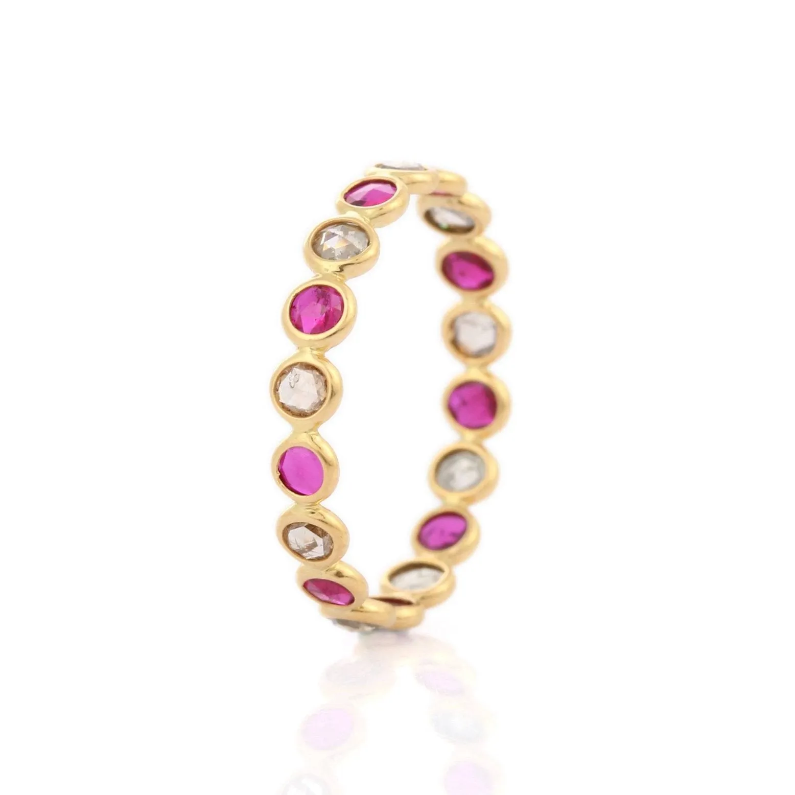 18K Gold Ruby Diamond Eternity Band