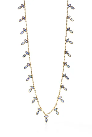 18K Tanzanite Olive Leaf Full Fringe Necklace