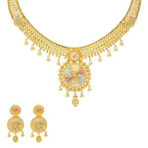 22K Yellow Gold Antique Necklace Set (47.8gm)