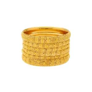 22K Yellow Gold Bangle Set of 6 (97gm)