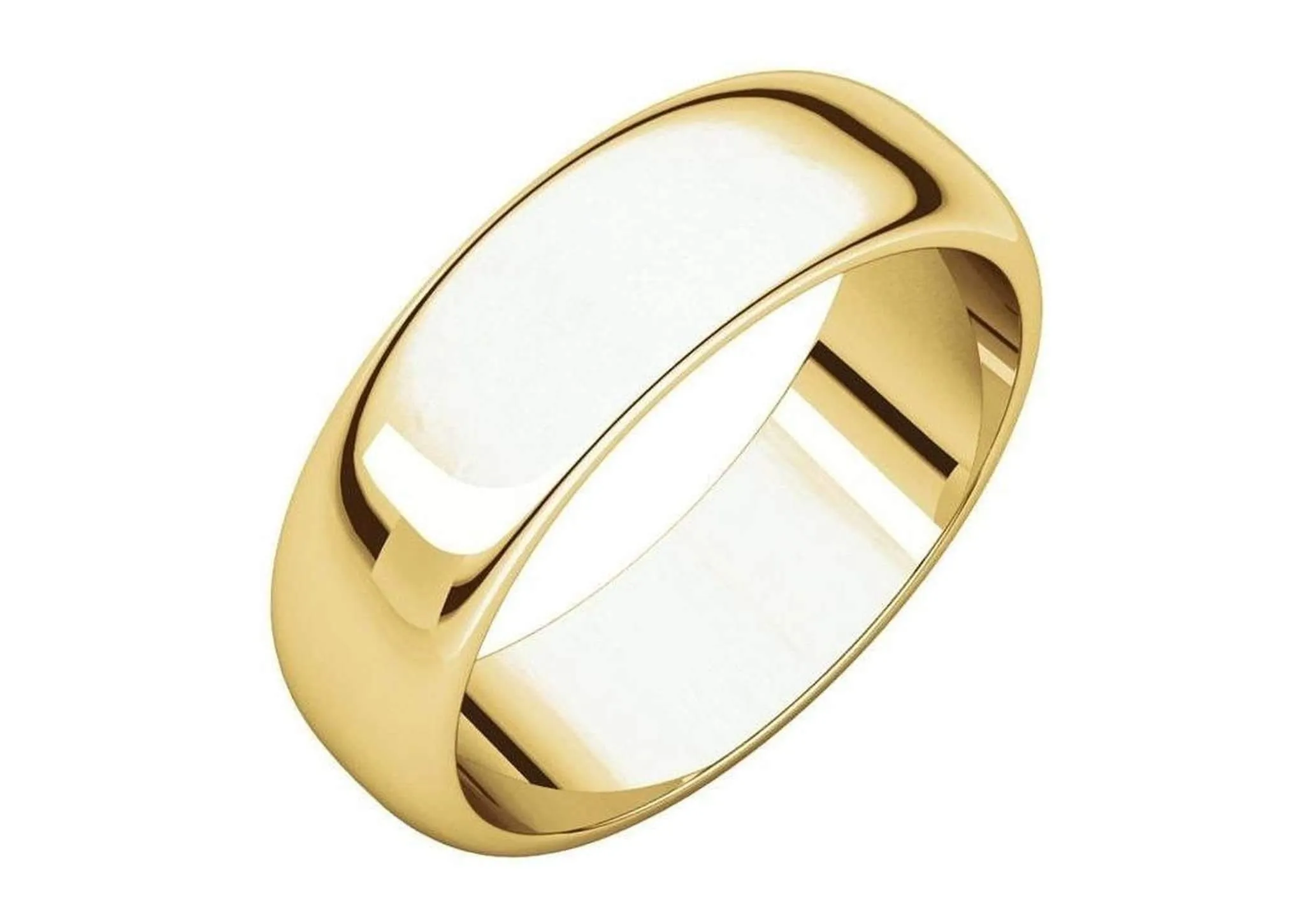 3-12mm Classic Half Round Wedding Band, Yellow Gold