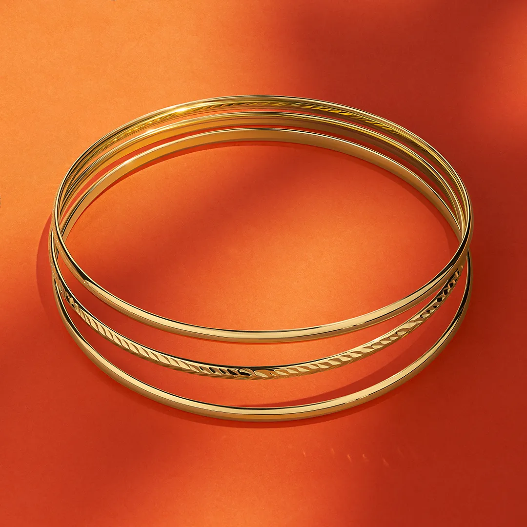 3 Bangle Set in 9ct Yellow Gold