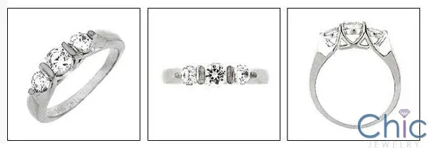 3 Stone 0.75 TCW Round Channel Cubic Zirconia Cz Ring