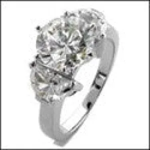 3 Stone Round Half Moon Prong Setting Cubic Zirconia Cz Ring