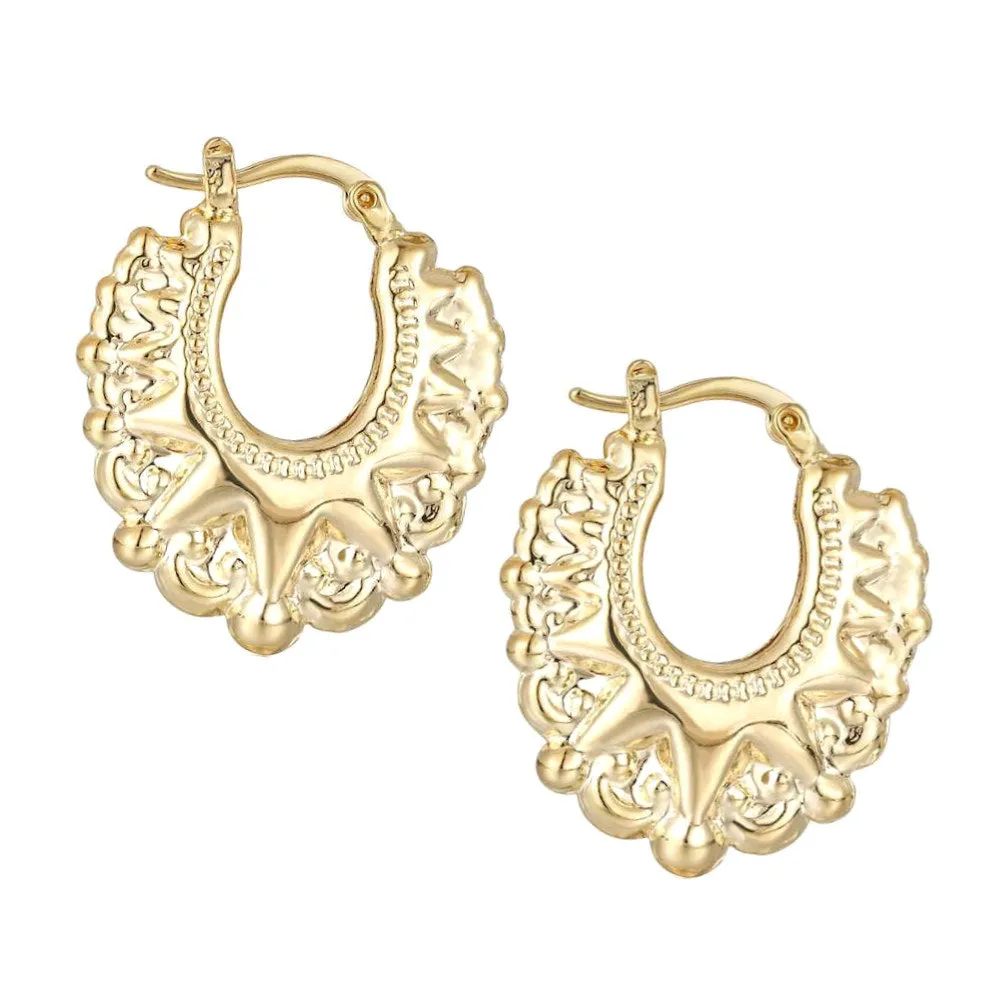 35mm Gold Filled Round Gypsy Creole Lightweight Earrings