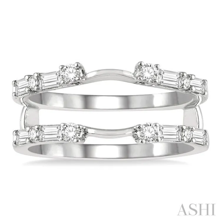 5/8 ctw Baguette and Round Cut Diamond Insert Ring in 14K White Gold