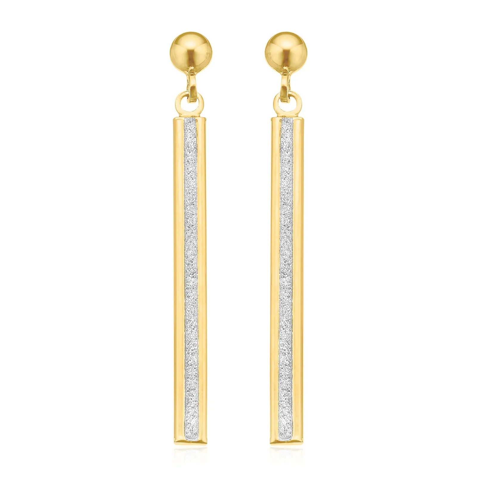 9ct Yellow Gold Glitter Fancy Drop Earrings