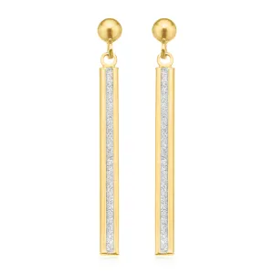 9ct Yellow Gold Glitter Fancy Drop Earrings