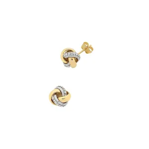 9ct Yellow Gold Silver Infused Crystal Knot Earrings