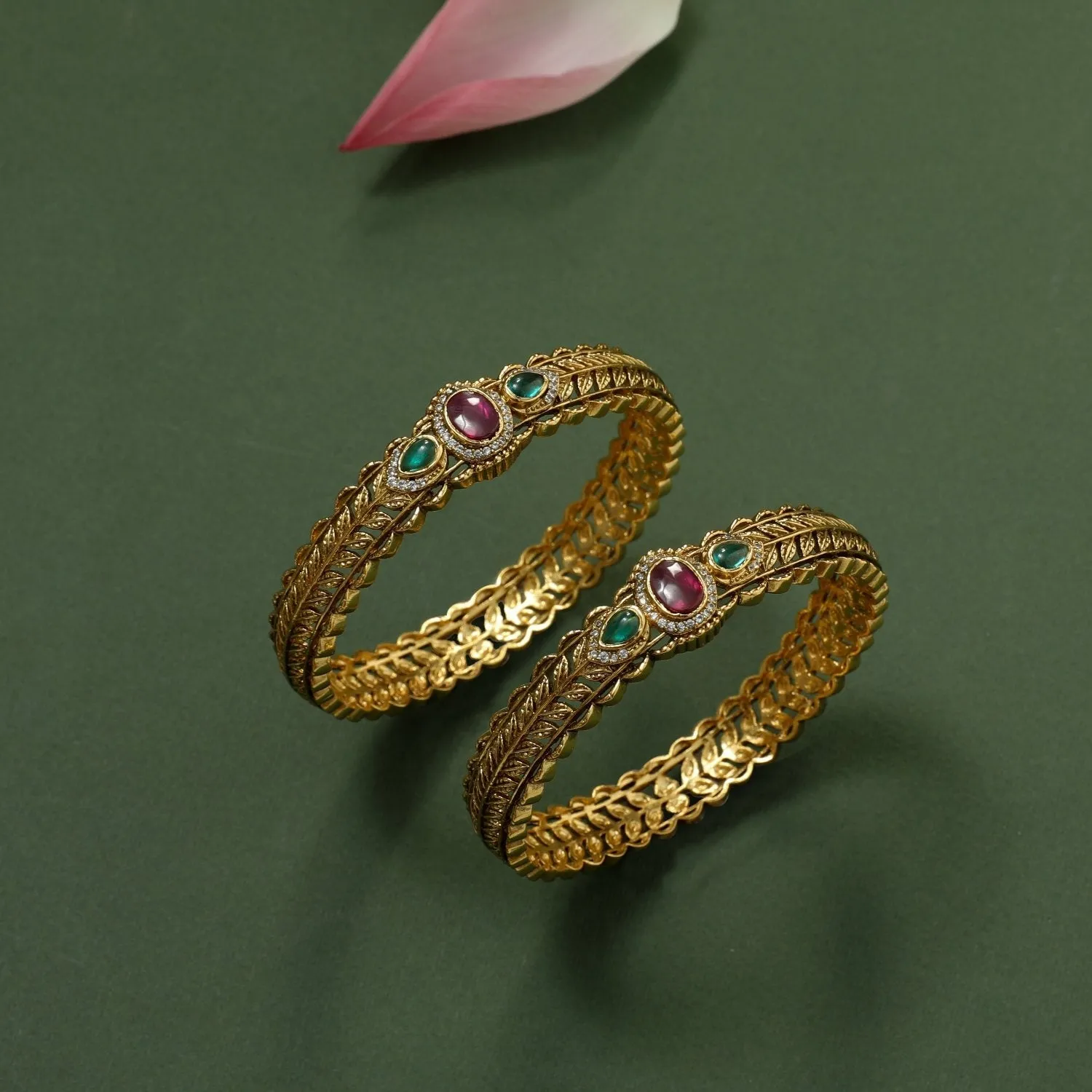 Aasvi Antique Multi Stone Bangles