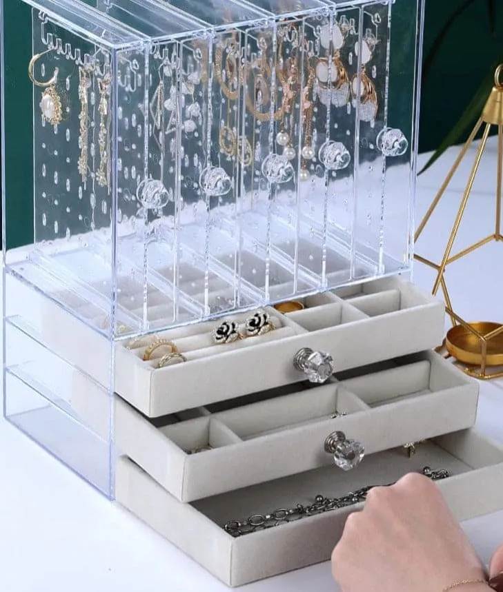 Acrylic Display Jewellery Stand With Drawers, High-End Exquisite Jewellery Organizer