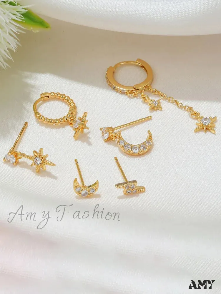 Amy Fashion - 1set Women's Golden Fashionable Single Earrings