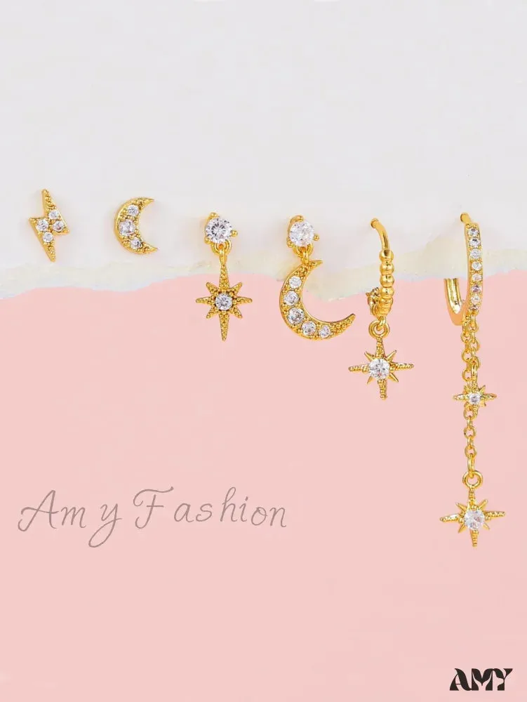 Amy Fashion - 1set Women's Golden Fashionable Single Earrings