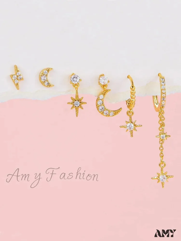 Amy Fashion - 1set Women's Golden Fashionable Single Earrings