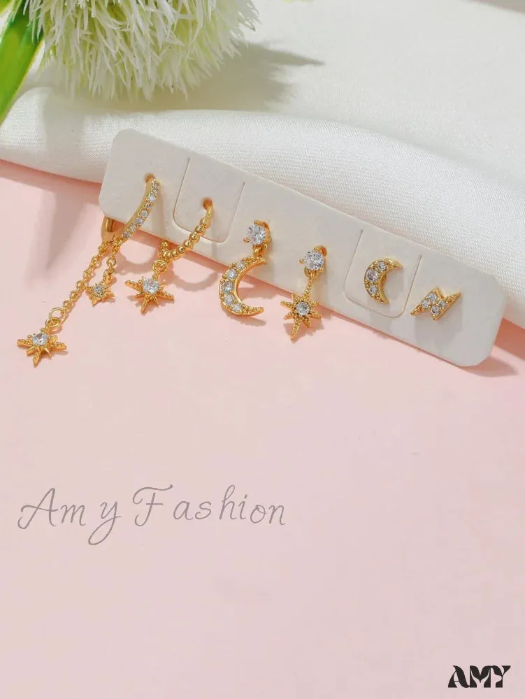 Amy Fashion - 1set Women's Golden Fashionable Single Earrings