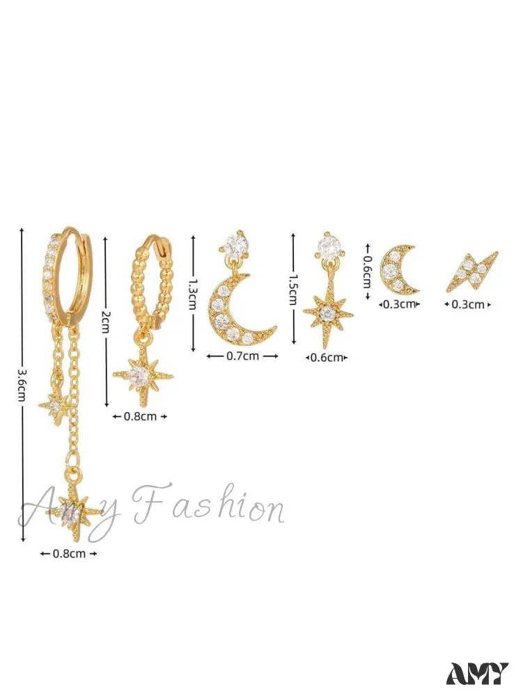 Amy Fashion - 1set Women's Golden Fashionable Single Earrings