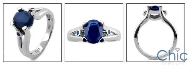 Anniversary 1.5 Oval Sapphire Blue Cubic Zirconia Cz Ring