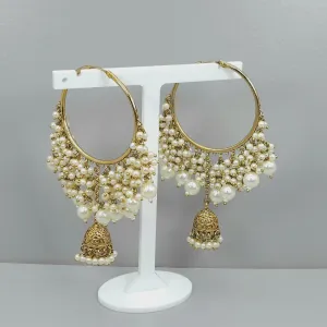 Antique Gold Pearl Jhumki Earrings – Add Drama to Your Outfit